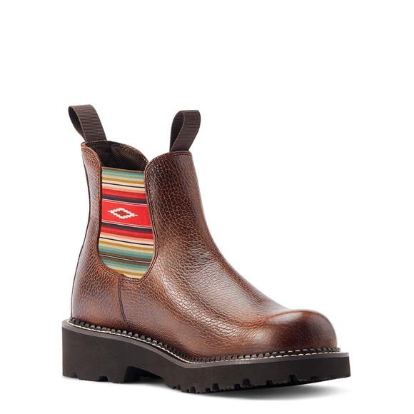 ARIAT WOMEN'S Leather Twin Gore WESTERN Brown BOOTS size 9,5B Aztec Spring Boho - Picture 3 of 17